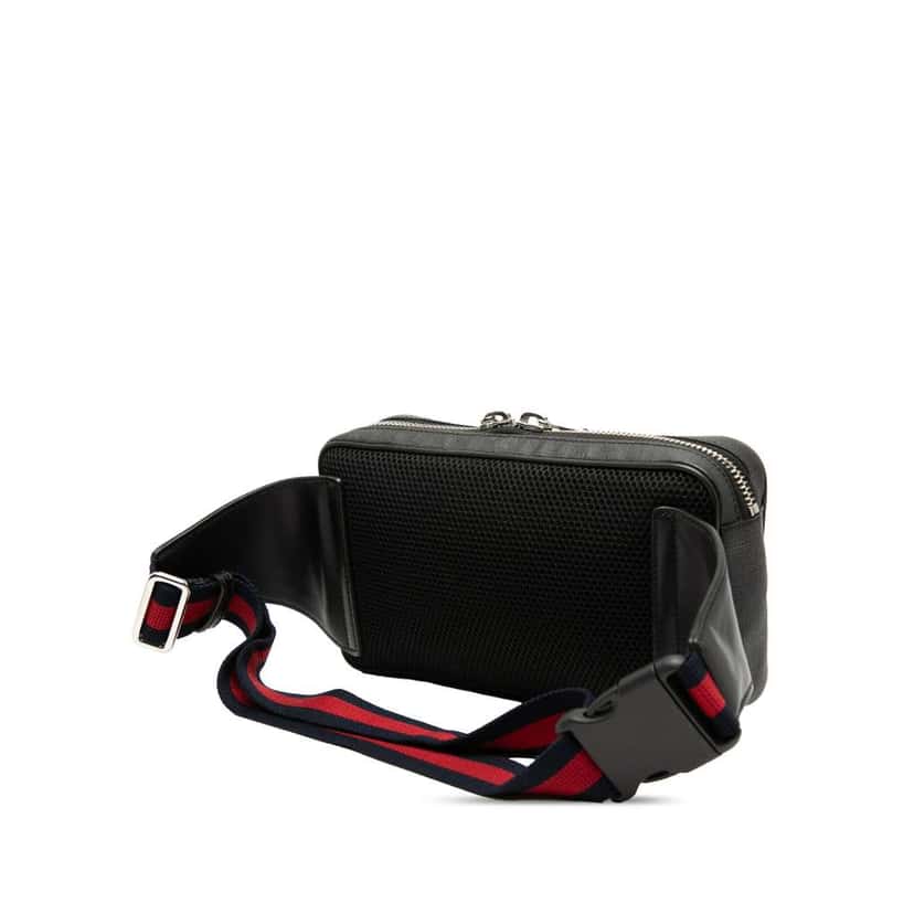 Gucci Small GG Supreme Web Belt Bag Black Canvas Very good condition - Back View