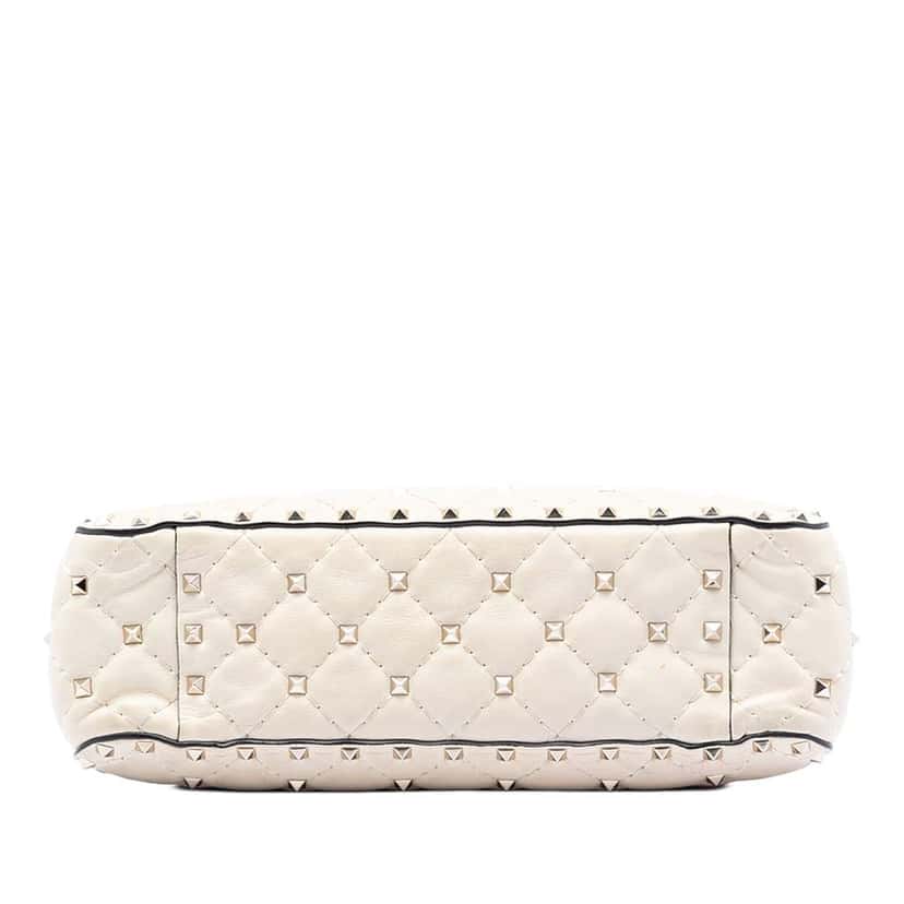 Valentino Medium Lambskin Rockstud Spike Satchel White Leather Good condition - Inside View