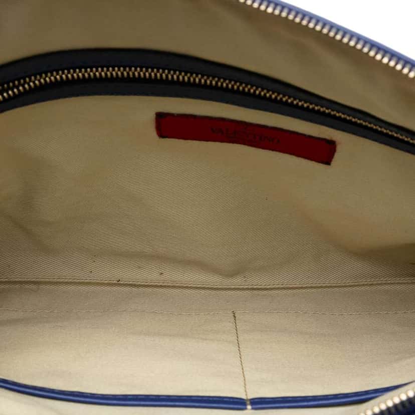 Valentino Leather Rockstud Clutch Blue Leather Good condition - Model View