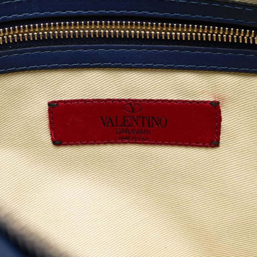 Valentino Leather Rockstud Clutch Blue Leather Good condition - Box View
