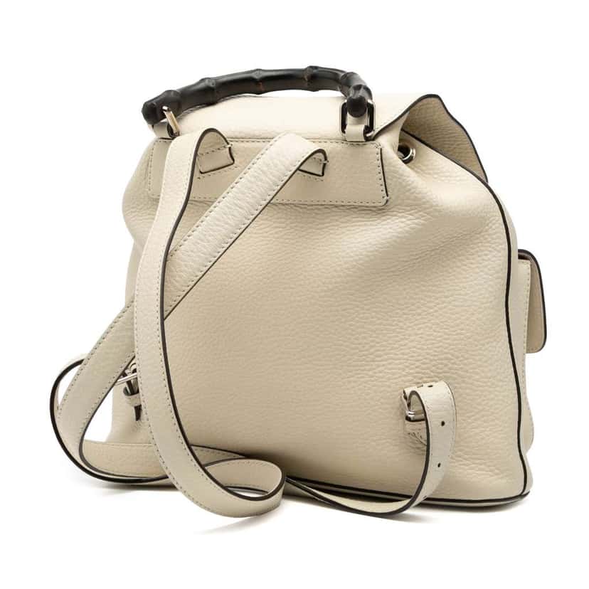 Gucci Leather Bamboo Tassel Backpack White Leather Very good condition - Back View