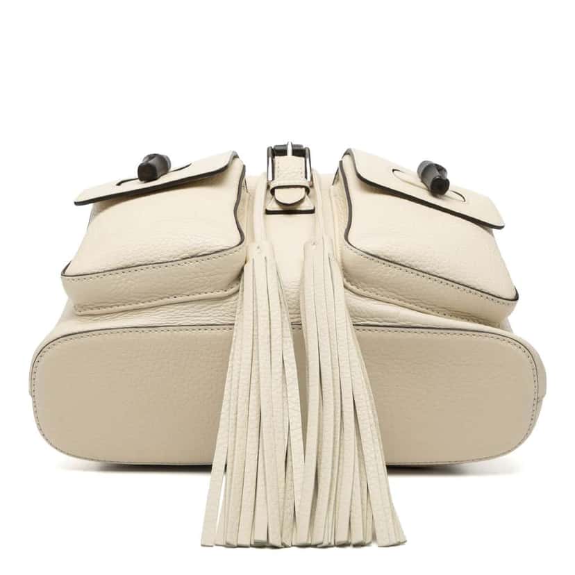 Gucci Leather Bamboo Tassel Backpack White Leather Very good condition - Inside View