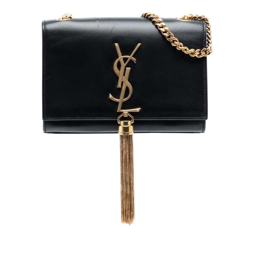 Saint Laurent Small Smooth Calfskin Monogram Kate Tassel Crossbody Black Leather Very good condition - Front View