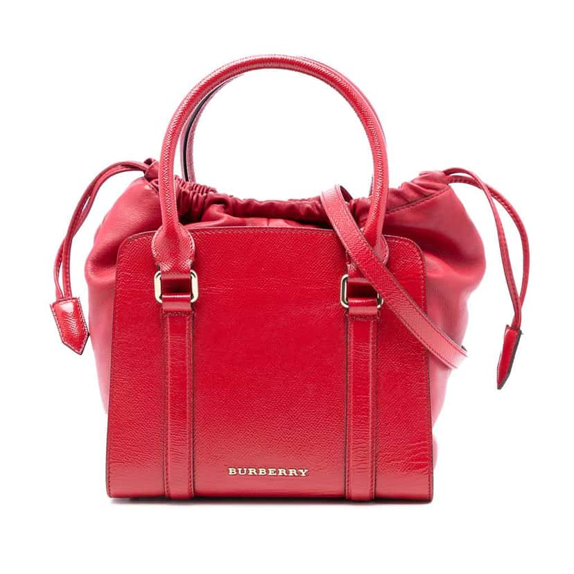 Burberry Small Patent Dinton Satchel Red Leather Very good condition - Front View
