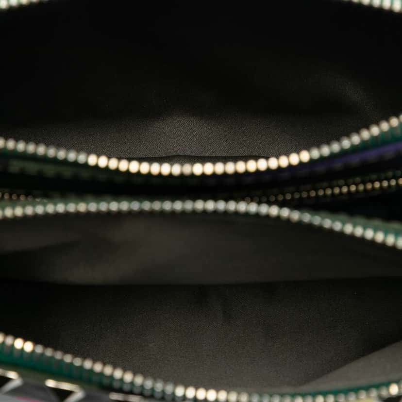 Valentino Nylon Rockstud Camouflage Double Zip Clutch Green Very good condition - Model View