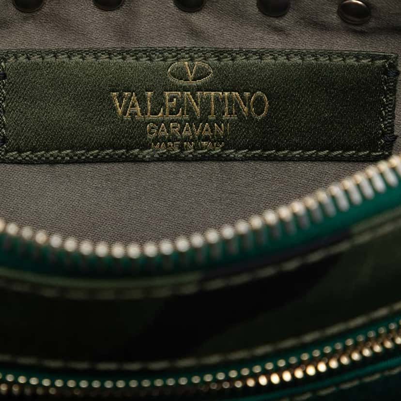 Valentino Nylon Rockstud Camouflage Double Zip Clutch Green Very good condition - Box View