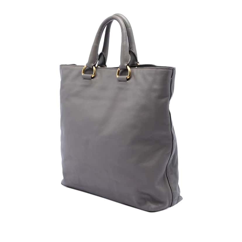Prada Soft Calf Open Convertible Tote Grey Leather Very good condition - Back View