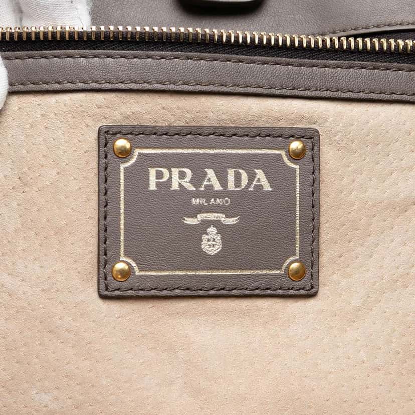 Prada Soft Calf Open Convertible Tote Grey Leather Very good condition - Box View
