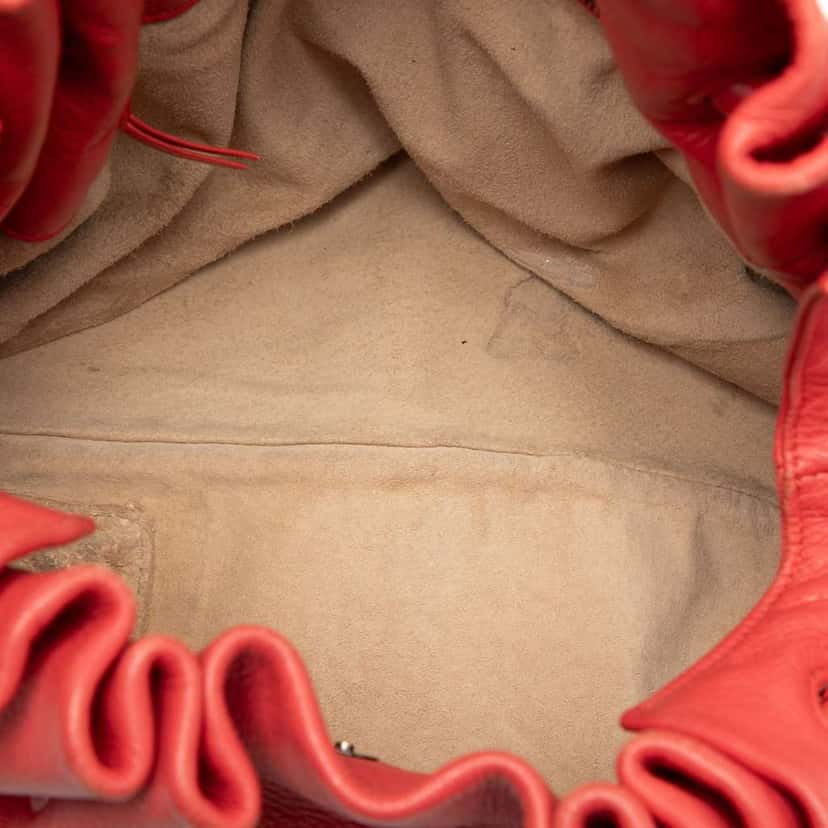 Bottega Veneta Leather Intrecciato Braided Handle Hobo Bag Red Leather Very good condition - Model View