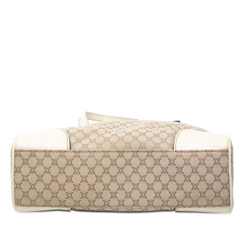 Celine Croc Embossed Leather Trimmed Macadam Canvas Tote Brown Canvas Very good condition - Inside View