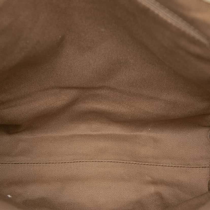 Celine Croc Embossed Leather Trimmed Macadam Canvas Tote Brown Canvas Very good condition - Model View