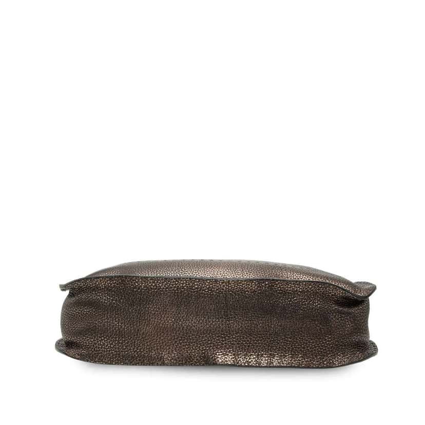 Fendi Metallic Pebbled Leather Selleria Shoulder Bag Brown Leather Very good condition - Inside View