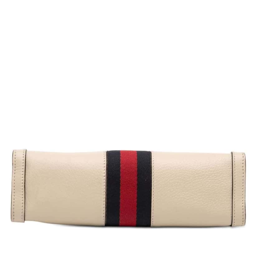 Gucci Small Calfskin Web Ophidia Chain Crossbody White Leather Very good condition - Inside View