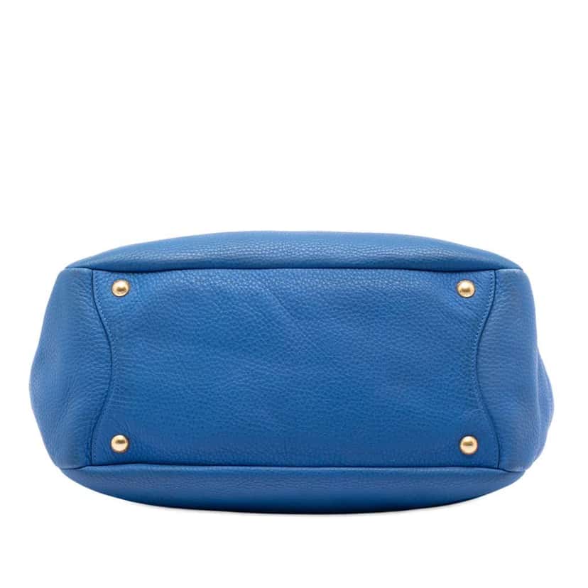Prada Vitello Daino Side Pocket Shoulder Bag Blue Leather Good condition - Inside View