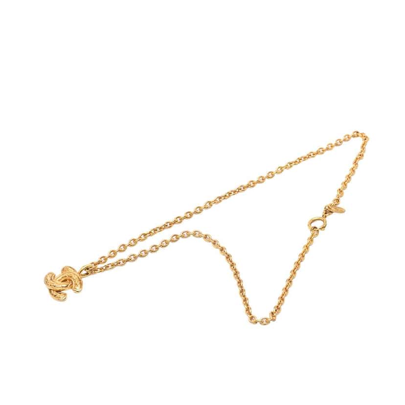 Chanel Gold Plated Quilted CC Pendant Necklace Gold Metal Very good condition - Box View