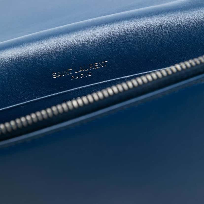 Saint Laurent Small Smooth Calfskin Monogram Kate Tassel Crossbody Blue Leather Very good condition - Box View