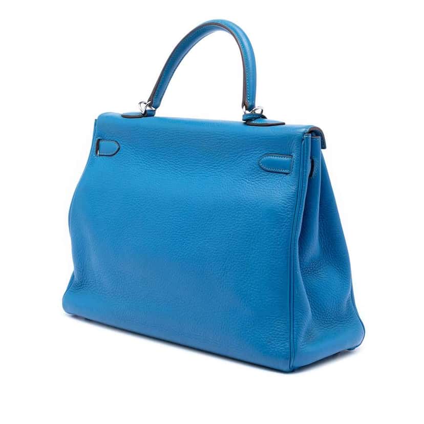 Hermès Togo Kelly II Retourne 35 Blue Leather Good condition - Back View