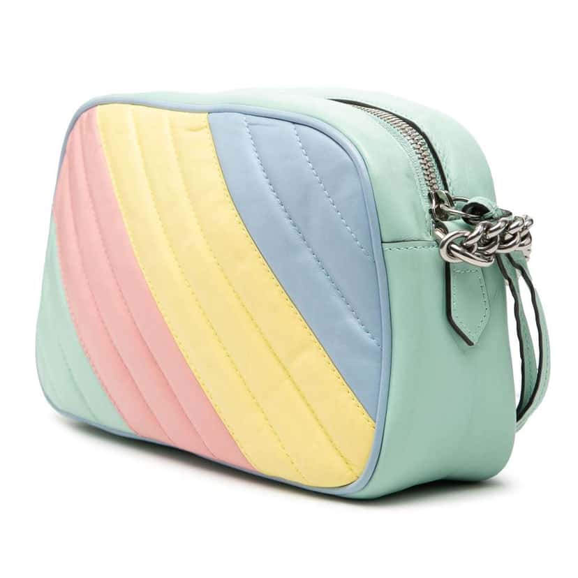 Gucci Small GG Marmont Diagonal Matelasse Leather Crossbody Blue Leather Very good condition - Back View