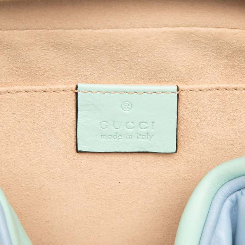 Gucci Small GG Marmont Diagonal Matelasse Leather Crossbody Blue Leather Very good condition - Box View