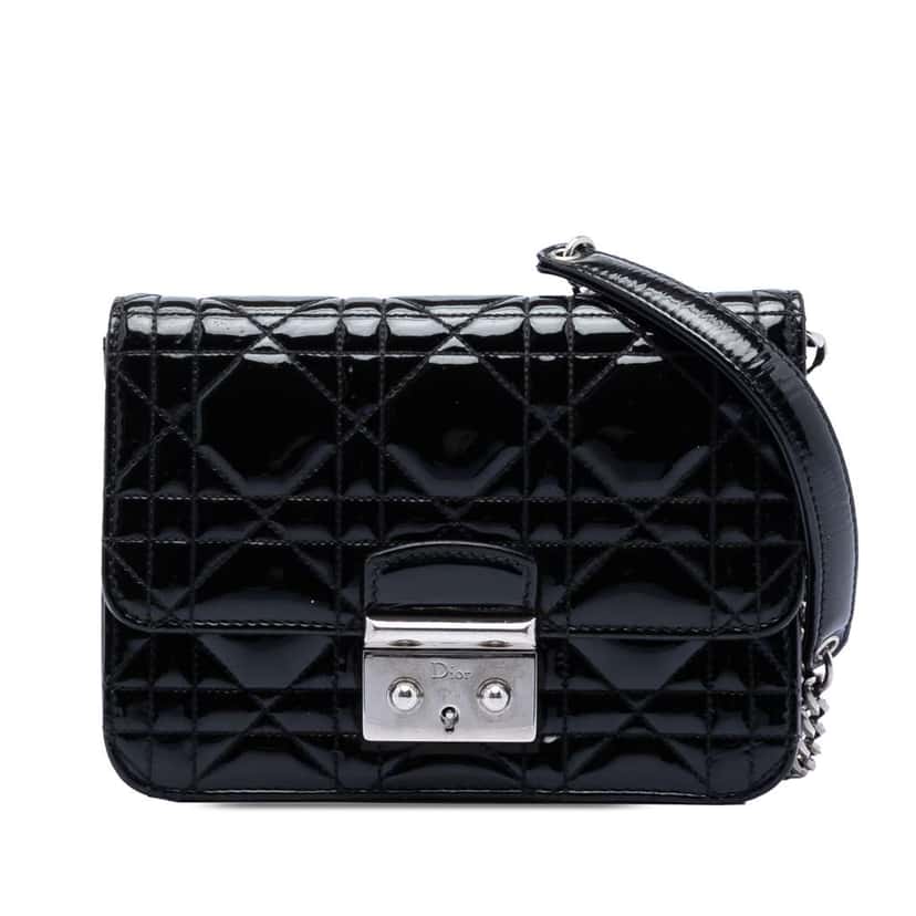 Dior Mini Patent Cannage Miss Dior Pouch Black Leather Very good condition - Front View