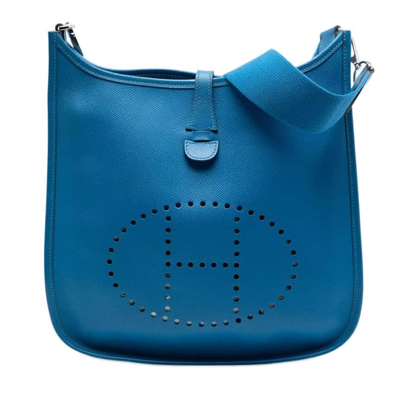 Hermès Epsom Evelyne III 29 Blue Leather Good condition - Front View