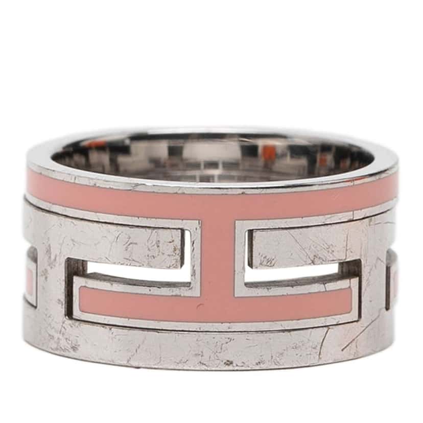 Hermès Sterling Silver Enamel Move H Ring Silver Silver Fair condition - Front View