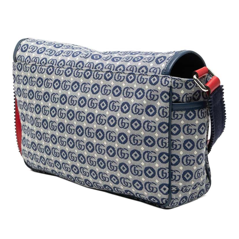 Gucci Kids GG Canvas Star Messenger Bag Blue Canvas Very good condition - Back View