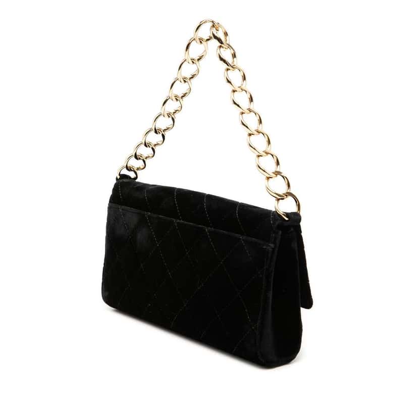 Chanel CC Quilted Velvet Chain Shoulder Bag Black Velvet Very good condition - Back View