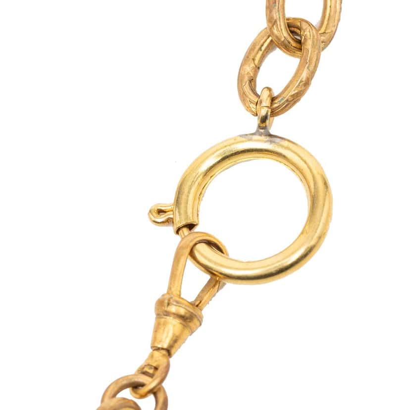 Chanel CC Gold Plated Gripoix Stamp Pendant Necklace Gold Metal Very good condition - Back View