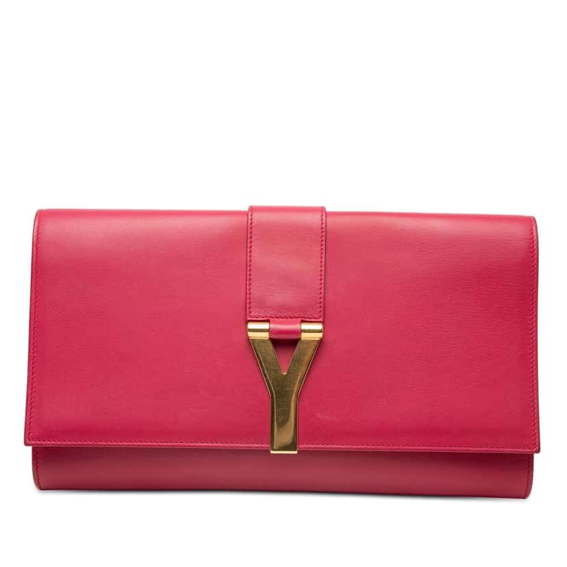 Saint Laurent Leather Chyc Ligne Clutch Pink Leather Very good condition - Front View