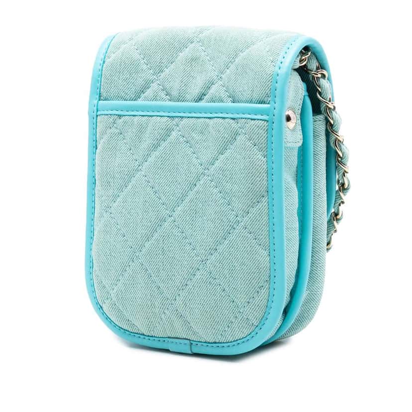 Chanel Mini CC Quilted Denim Crossbody Blue Denim Very good condition - Back View
