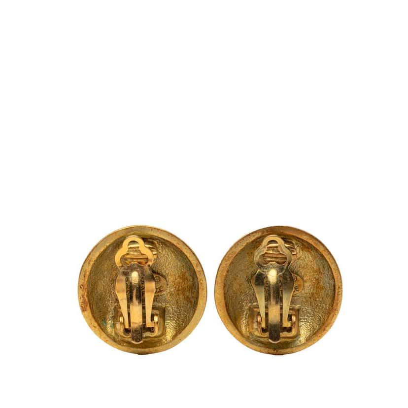 Chanel CC Gold Plated Button Clip On Earrings Gold Metal Very good condition - Back View