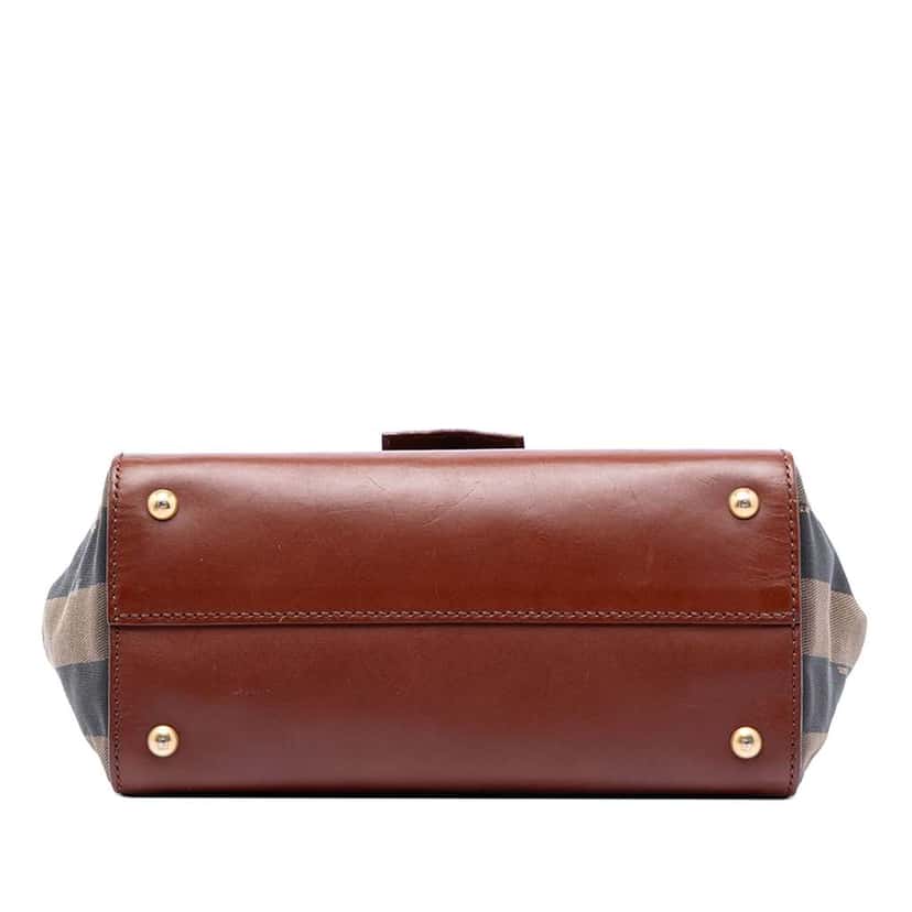 Fendi Leather and Pequin Canvas Silvana Satchel Brown Leather Very good condition - Inside View