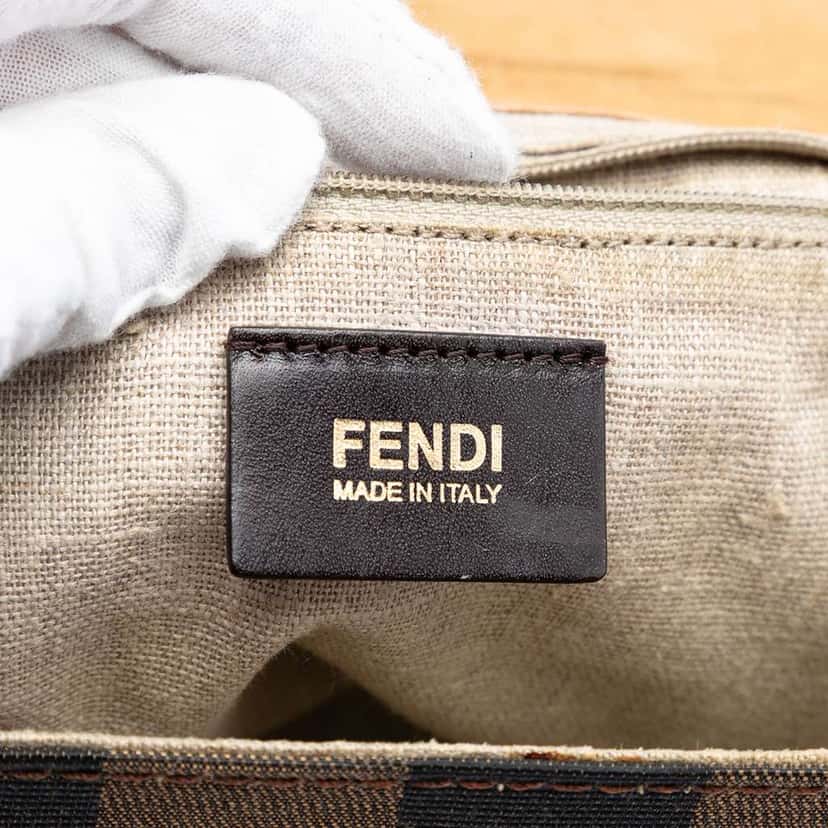 Fendi Leather and Pequin Canvas Silvana Satchel Brown Leather Very good condition - Box View