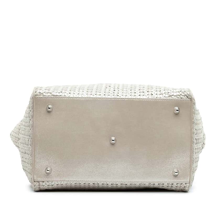 Dior Medium Woven Iridescent Calfskin Soft Lady Dior Silver Leather Very good condition - Inside View