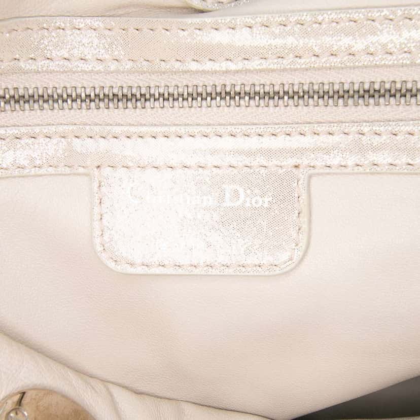 Dior Medium Woven Iridescent Calfskin Soft Lady Dior Silver Leather Very good condition - Box View