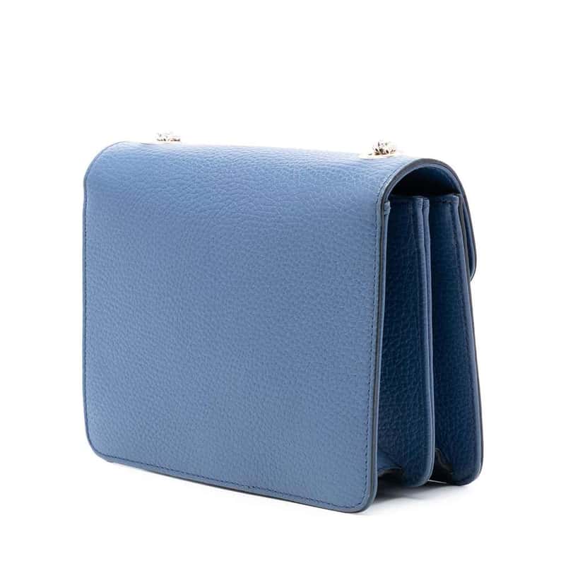 Gucci Small Dollar Calfskin Interlocking G Crossbody Blue Leather Very good condition - Back View