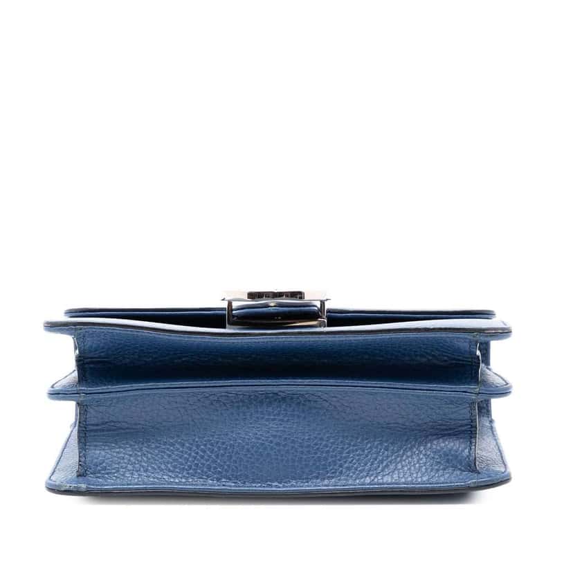 Gucci Small Dollar Calfskin Interlocking G Crossbody Blue Leather Very good condition - Inside View