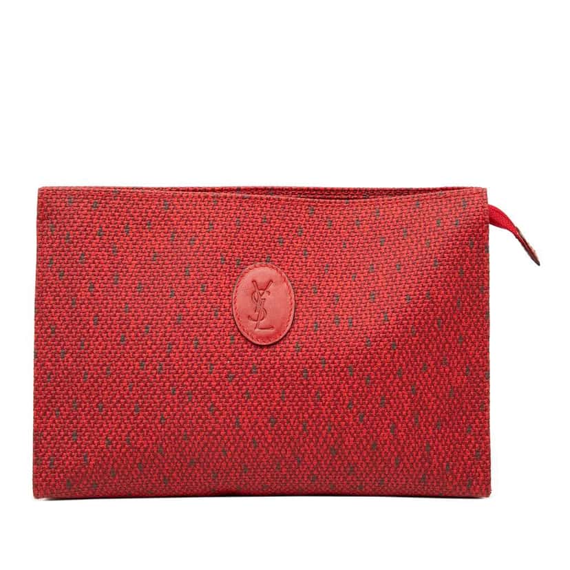 Saint Laurent Canvas Clutch Red Canvas Very good condition - Front View