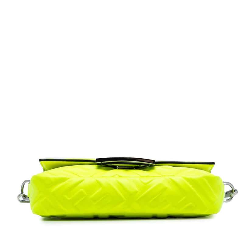 Fendi Mini Zucca Embossed Leather Baguette Satchel Yellow Leather Very good condition - Inside View