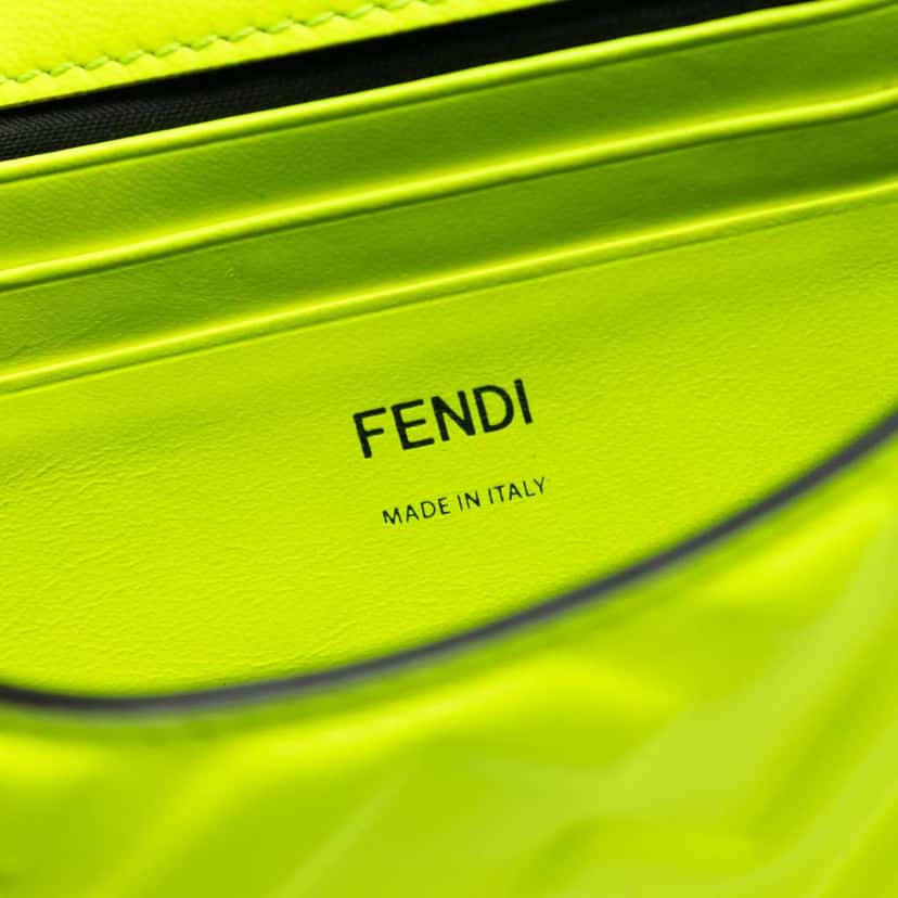 Fendi Mini Zucca Embossed Leather Baguette Satchel Yellow Leather Very good condition - Box View