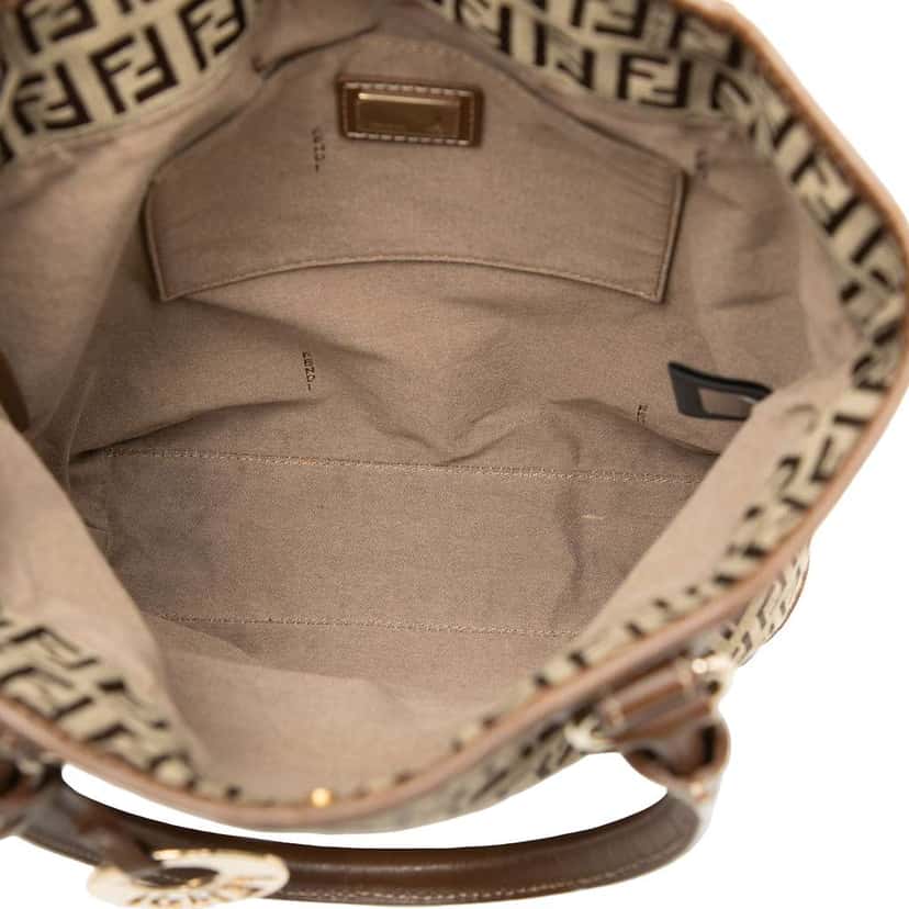 Fendi Zucchino Canvas Chef Front Pocket Shopping Tote Brown Canvas Very good condition - Model View