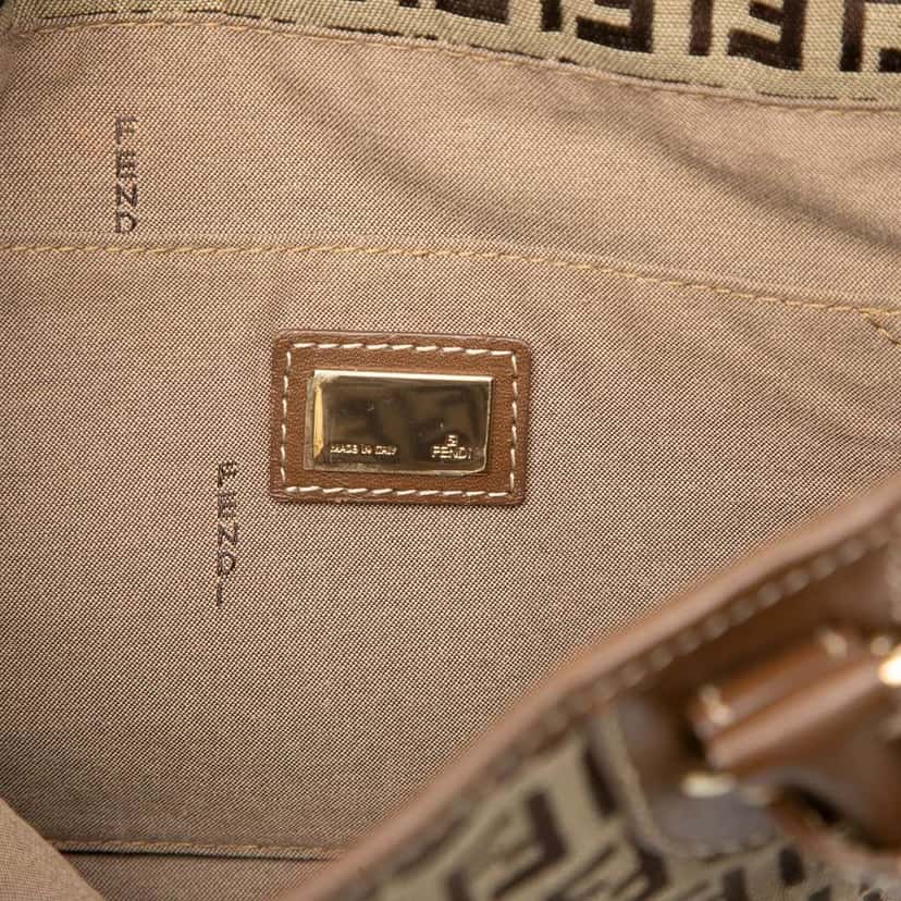 Fendi Zucchino Canvas Chef Front Pocket Shopping Tote Brown Canvas Very good condition - Box View