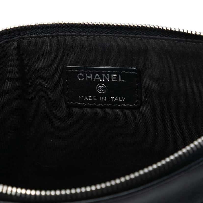 Chanel CC Quilted Lambskin Multi Zip Clutch Black Leather Very good condition - Box View