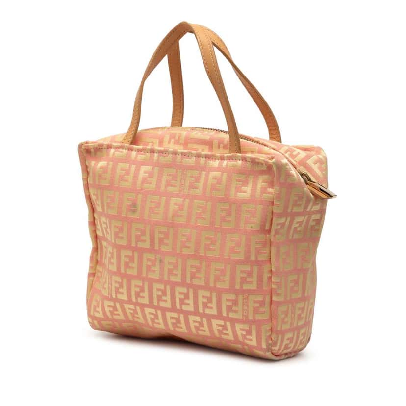 Fendi Mini Zucchino Canvas Handbag Pink Canvas Good condition - Back View