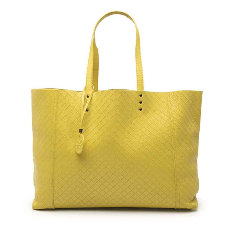 Bottega Veneta Leather Intrecciomirage Tote Yellow Leather Very good condition - Front View