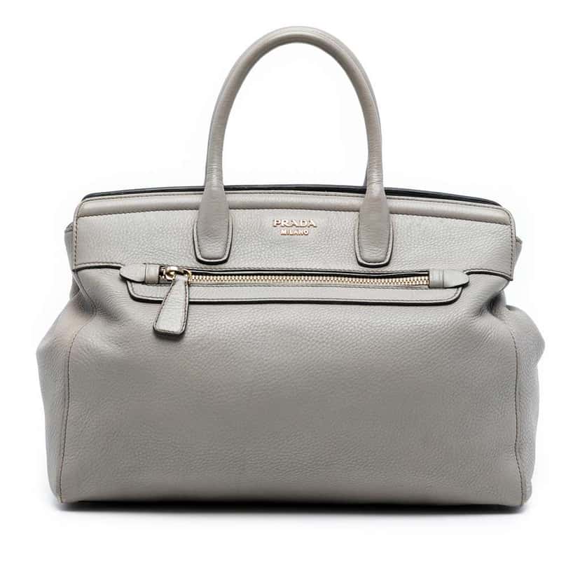 Prada Vitello Daino Satchel Grey Leather Very good condition - Front View