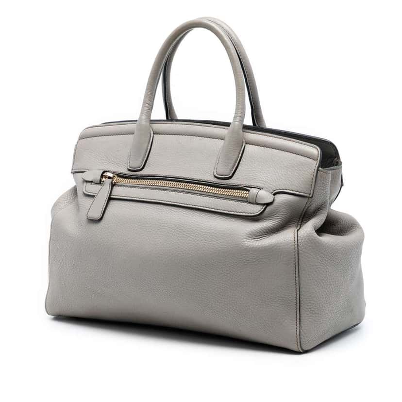 Prada Vitello Daino Satchel Grey Leather Very good condition - Back View