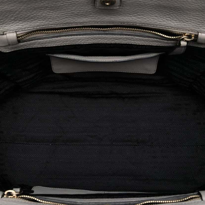 Prada Vitello Daino Satchel Grey Leather Very good condition - Model View