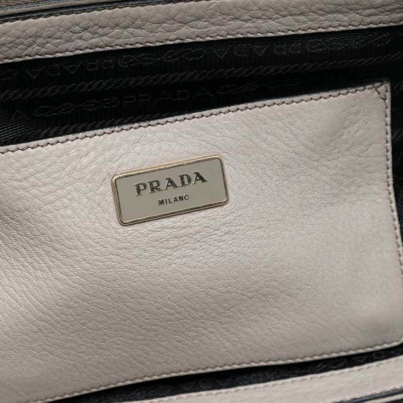Prada Vitello Daino Satchel Grey Leather Very good condition - Box View